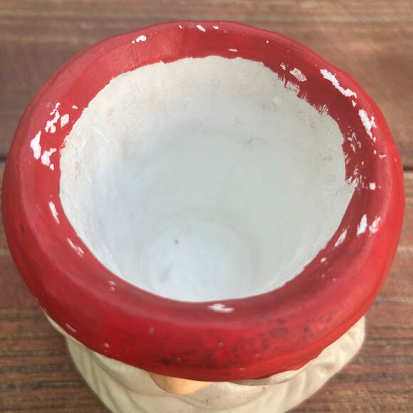 Vintage 1970s Hand Painted Santa Claus Candy Jar 6" Ceramic Christmas Decor OOAK - Picture 15 of 16